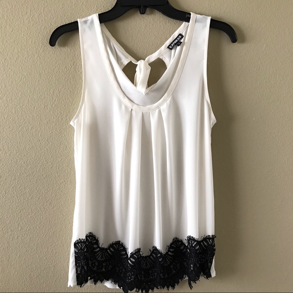 Express Lace Trim Tie Back Blouse Tank